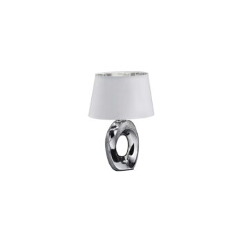 Stolová lampa v bielo-striebornej farbe z keramiky a tkaniky Trio Taba, výška 33 cm – Obrázok 2