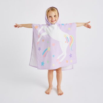 Fialové bavlnené detské pončo Unicorn – Catherine Lansfield - Image 2