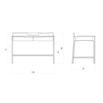 Pracovný stôl z dubového dreva 65x120 cm Twig – The Beds - Image 5