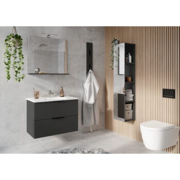 Antracitová nízka závesná skrinka s umývadlom 81x61 cm Crandon – Germania – Obrázok 5