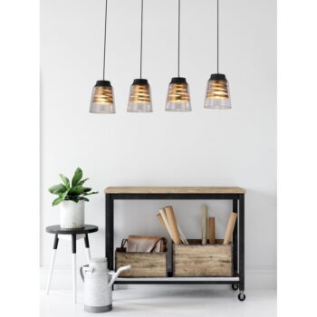 Čierne závesné svietidlo so skleneným tienidlom 15.5x84 cm Fresno - Candellux Lighting - Image 3