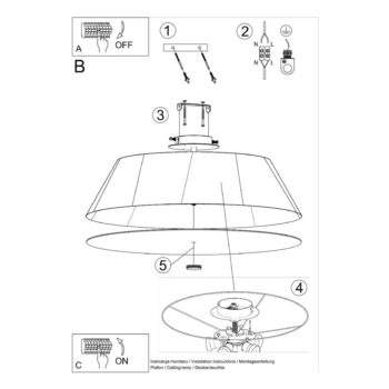 Čierne stropné svietidlo so skleneným tienidlom ø 60 cm Hektor - Nice Lamps – Obrázok 5