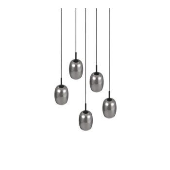Závesné svietidlo so skleneným tienidlom ø 48 cm v čierno-striebornej farbe Barret – Trio Select – Obrázok 2