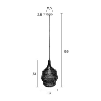 Čierne závesné svietidlo White Label Lena, ø 37 cm - Image 3