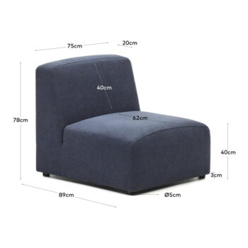 Tmavomodrý modul pohovky (stredový diel) Neom – Kave Home - Image 4