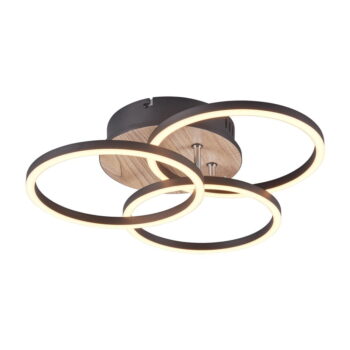 Čierno-hnedé LED stropné svietidlo 43x43 cm Circle – Trio