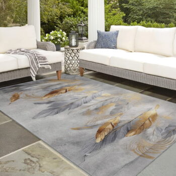 Prateľný koberec v šedej a zlatej farbe 120x180 cm Golden Feathers – Mila Home - Image 9