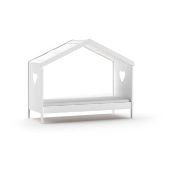 Biela domčeková detská posteľ z borovicového dreva s výsuvným lôžkom a úložným priestorom 90x200 cm AMORI – Vipack - Image 4