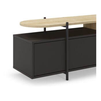 Čierny TV stolík v dekore duba 160x48 cm Hinoa – Marckeric - Image 8