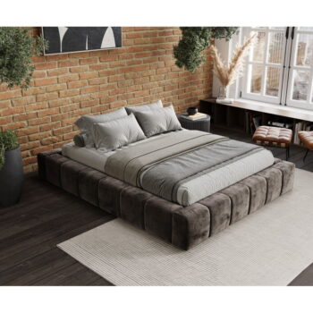 Hnedá čalúnená dvojlôžková posteľ s úložným priestorom s roštom 180x200 cm Aruba L – Maison de Rêve – Obrázok 8