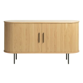 Nízka komoda v dekore duba s posuvnými dverami v prírodnej farbe 140x76 cm Nola – Unique Furniture