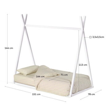 Biela domčeková detská posteľ z bukového dreva 70x140 cm Maralis - Kave Home - Image 7