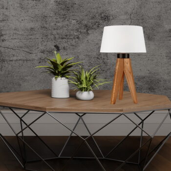 Hnedá stolová lampa s textilným tienidlom (výška  50 cm) Aida – LAMKUR - Image 4