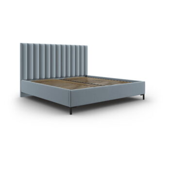 Svetlomodrá čalúnená dvojlôžková posteľ s úložným priestorom s roštom 140x200 cm Casey – Mazzini Beds - Image 2