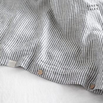 Čierno-biele ľanové predĺžené obliečky na dvojlôžko 200x220 cm - Linen Tales – Obrázok 5