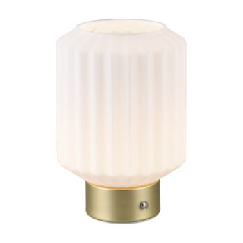 Stmievateľná LED stolová lampa v bielej a zlatej farbe so skleneným tienidlom (výška 19,5 cm) Lord – Trio - Image 3