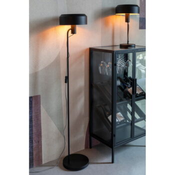 Čierna stojacia lampa s kovovým tienidlom (výška 135 cm) Landon – White Label - Image 4