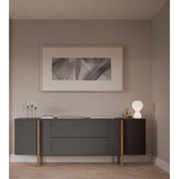 Antracitovosivá komoda s nohami z dubového dreva Tenzo Birka, 216 x 78 cm - Image 8