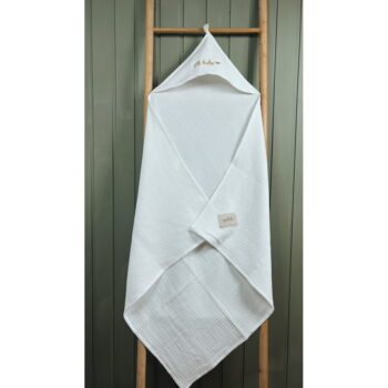 Biela mušelínová detská osuška s kapucňou 85x85 cm Muslin – Malomi Kids - Image 8