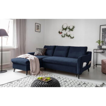Tmavomodrá zamatová rozkladacia rohová pohovka Miuform Stylish Stan, ľavý roh - Image 4