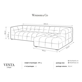Modrá zamatová rohová pohovka Windsor & Co Sofas Vesta, pravý roh – Obrázok 6