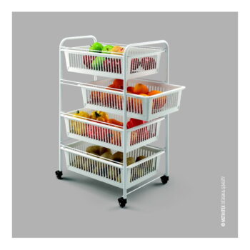 Pojazdný regál so 4 košíkmi Metaltex India, dĺžka 35 cm - Image 2