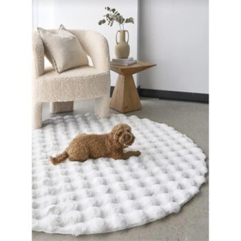 Biely umývateľný okrúhly koberec ø 100 cm Bubble White – Mila Home - Image 3