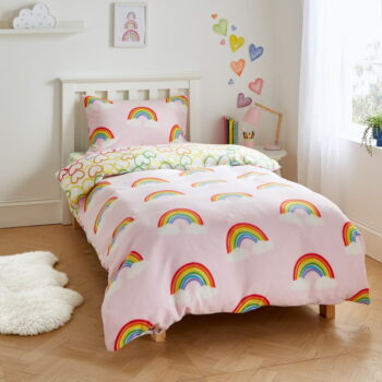 Flanelová detská obliečka na jednolôžko 135x200 cm Rainbow Hearts – Catherine Lansfield - Image 2