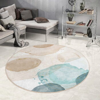 Modro-béžový prateľný okrúhly koberec ø 120 cm Puddle – Mila Home - Image 8