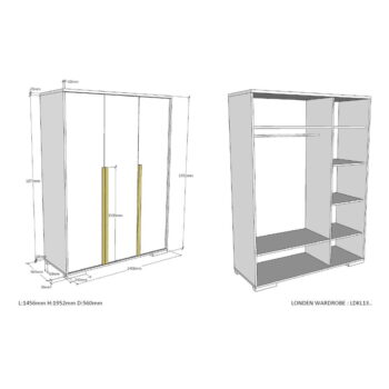 Biela detská šatníková skriňa 146x195 cm London – Vipack - Image 4