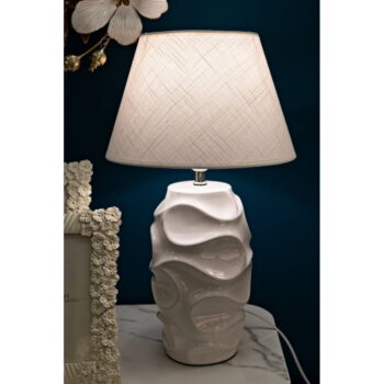 Biela stolová lampa s textilným tienidlom (výška 52 cm) Warsaw – Mauro Ferretti - Image 2