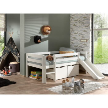 Biela detská vyvýšená posteľ so šmykľavkou Vipack Pino, 90 x 200 cm - Image 6