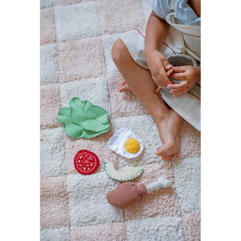 Svetloružovo-krémový prateľný ručne tkaný bavlnený koberec 120x160 cm Kitchen Tiles Rose – Lorena Canals - Image 5
