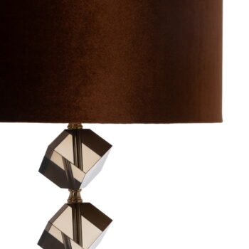 Stojacia lampa v hnedej a zlatej farbe s textilným tienidlom (výška 163 cm) – Ixia – Obrázok 2
