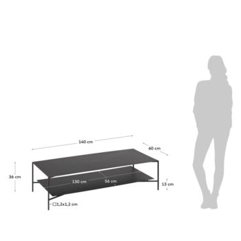 Čierny oceľový konferenčný stolík 60x140 cm Azisi – Kave Home - Image 3