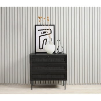 Čierna nízka komoda v dekore duba 80x75 cm Pensacola – Unique Furniture – Obrázok 7