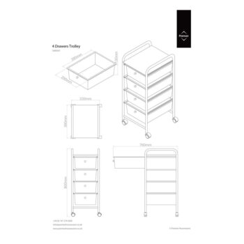Plastový pojazdný regál v bielo-striebornej farbe 33x79 cm – Premier Housewares - Image 5
