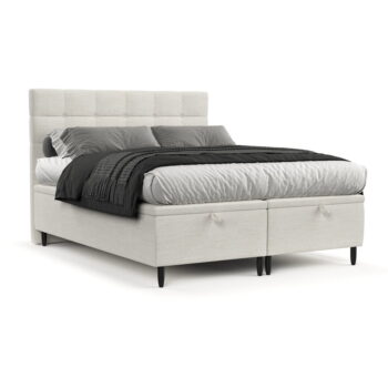 Krémovobiela čalúnená dvojlôžková posteľ s úložným priestorom 160x200 cm Senses – Maison de Rêve - Image 10