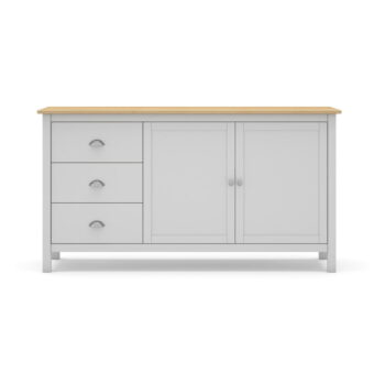Biela/prírodná nízka komoda z borovicového dreva 150x80,5 cm Misti – Marckeric