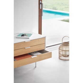 TV stolík v dekore duba v bielo-prírodnej farbe 180x52 cm Sierra – Teulat - Image 7