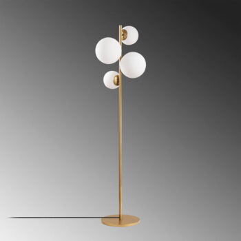 Stojacia lampa v zlatej farbe so skleneným tienidlom (výška 162 cm) Fazli – Opviq lights - Image 6