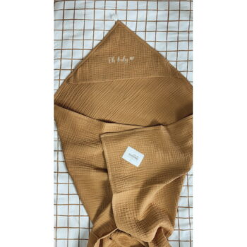 Hnedá mušelínová detská osuška s kapucňou 85x85 cm Muslin – Malomi Kids – Obrázok 9