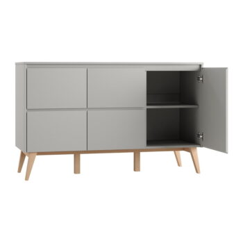 Sivá nízka detská komoda 149x52,5 cm Swing – Pinio - Image 4