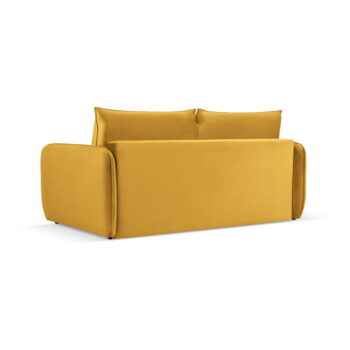 Zamatová rozkladacia pohovka v horčicovej farbe 194 cm Vienna – Cosmopolitan Design - Image 3