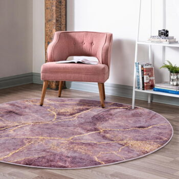Ružový prateľný okrúhly koberec vhodný pre robotické vysávače ø 100 cm Comfort – Mila Home - Image 3
