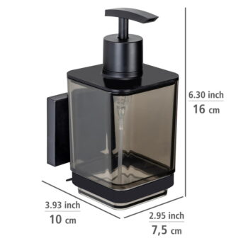 Čierny samodržiaci plastový dávkovač mydla 340 ml Quadro – Wenko - Image 7