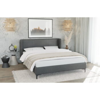 Tmavosivá čalúnená dvojlôžková posteľ s roštom 180x200 cm Basti – Ropez – Obrázok 4