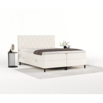 Krémovobiela boxspring posteľ s úložným priestorom 200x200 cm Gwen – Maison de Rêve - Image 9