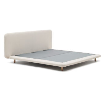 Béžová čalúnená dvojlôžková posteľ 160x200 cm Odum – Kave Home