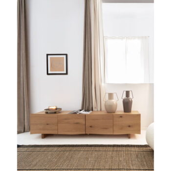 TV stolík v dekore duba v prírodnej farbe 200x45 cm Rasha – Kave Home - Image 3